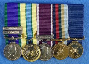 British Five Place Miniature Medal Bar for Middle East Service