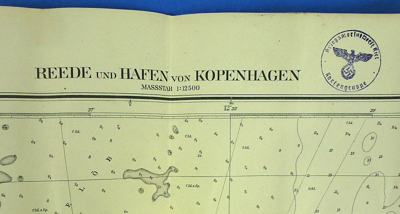 WWII Kriegsmarine Nautical Map of Copenhagen Harbor - Image 3