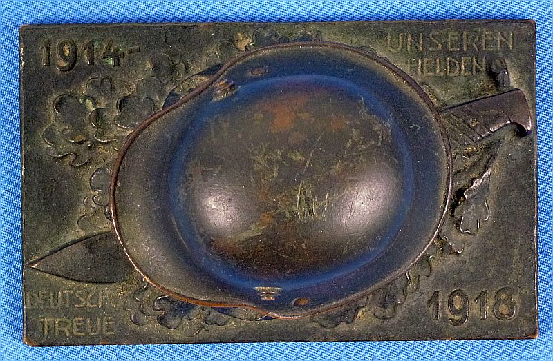 German WWI Bronze Helmet and Bayonet Commemorative Memorial Desk Display - Image 3