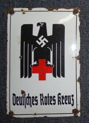 German Red Cross Enameled Sign 8 X 11-7/8 inches