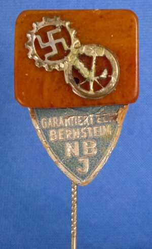 NBJ DAF Amber Stickpin with Manufacturer Tag