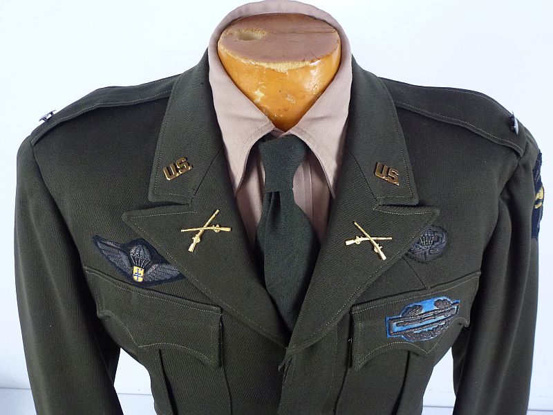 Named 101st Airborne Division Ike Jacket with Bullion Insignia and Free French Paratrooper Wing - Image 2