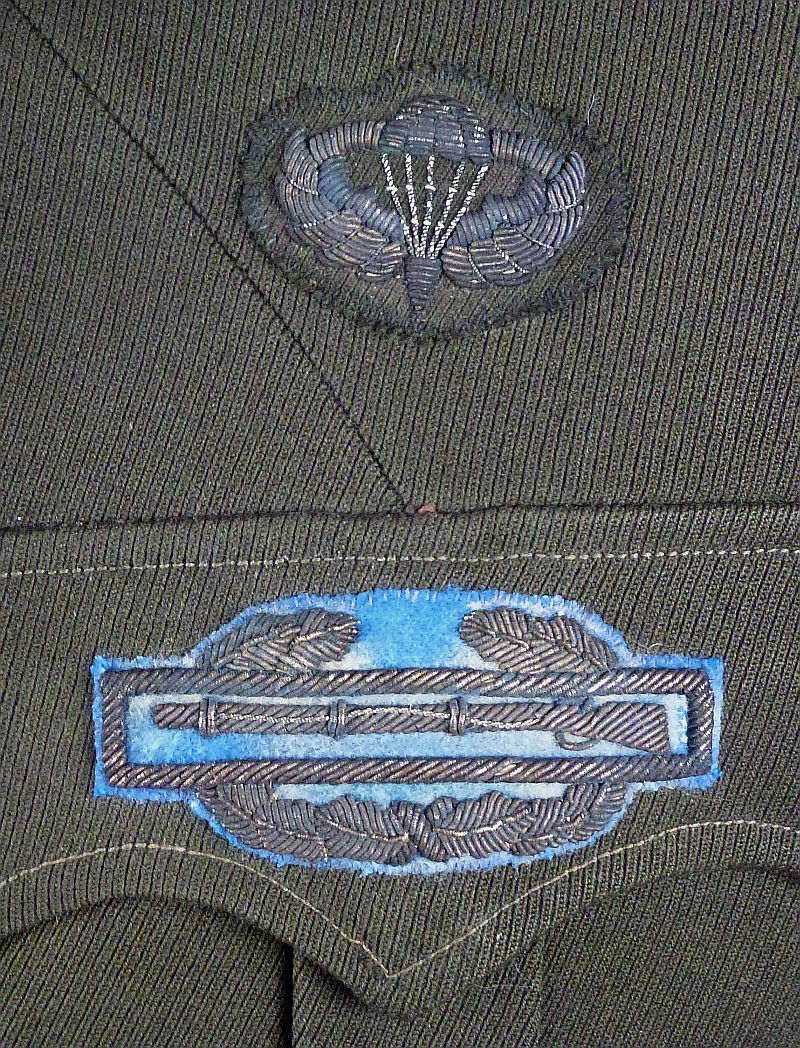 Named 101st Airborne Division Ike Jacket with Bullion Insignia and Free French Paratrooper Wing - Image 3