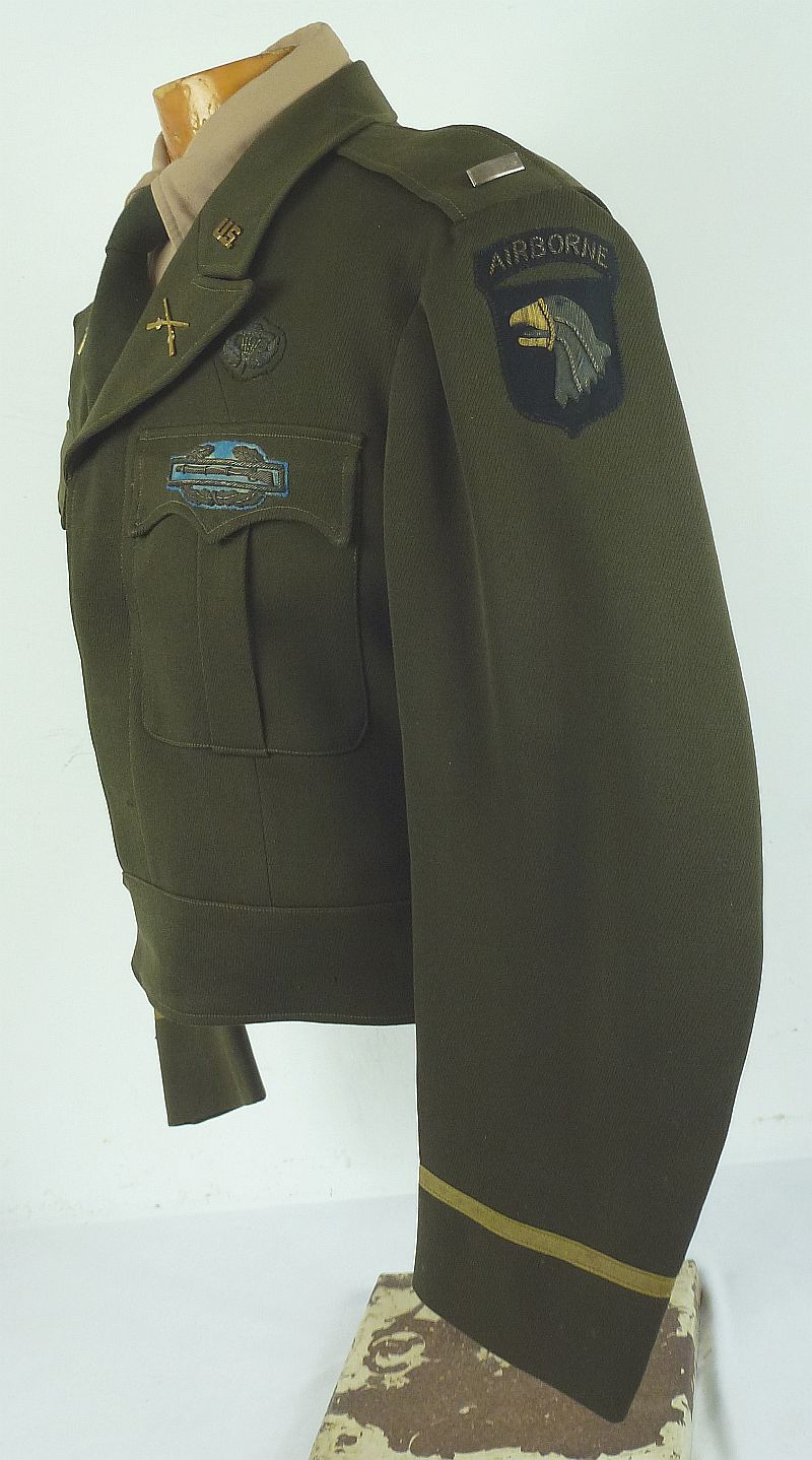 Named 101st Airborne Division Ike Jacket with Bullion Insignia and Free French Paratrooper Wing - Image 4