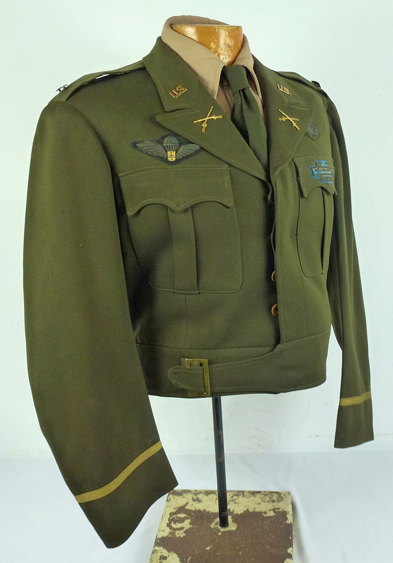 Named 101st Airborne Division Ike Jacket with Bullion Insignia and Free French Paratrooper Wing - Image 7
