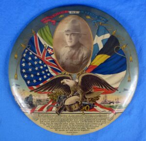 WWI Patriotic Soldier Portrait Photograph Display Disk
