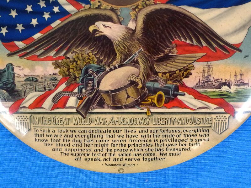WWI Patriotic Soldier Portrait Photograph Display Disk - Image 3