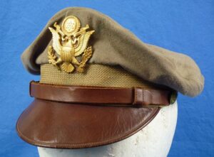 WWII U.S. Army Air Force Officer Khaki True Crusher “Flighter” Cap by Bancroft
