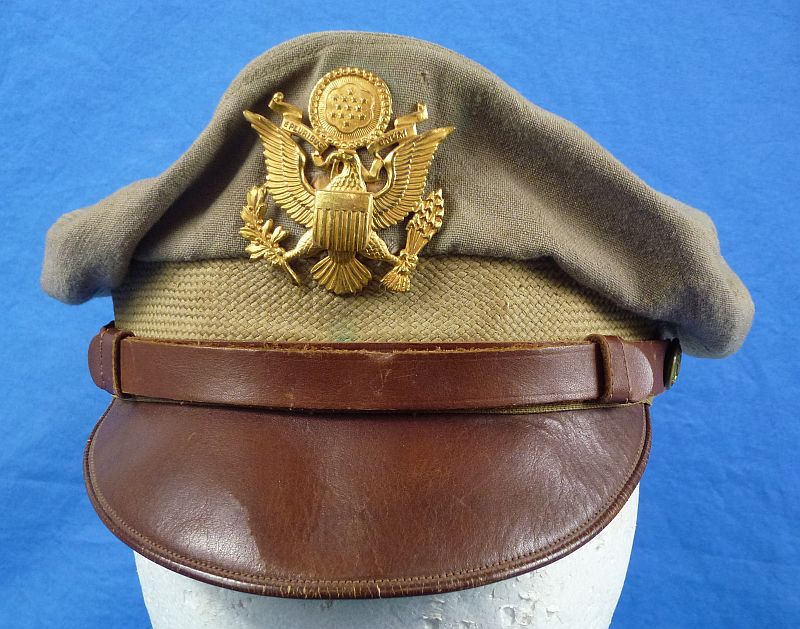 WWII U.S. Army Air Force Officer Khaki True Crusher “Flighter” Cap by Bancroft - Image 2