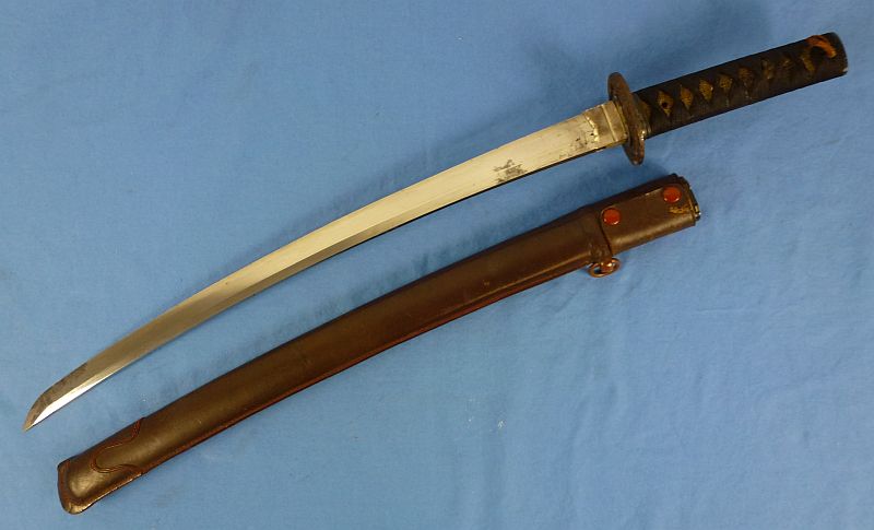 Japanese Wakizashi in Leather Combat Cover for WWII Tank or Aviation Officers - Image 2