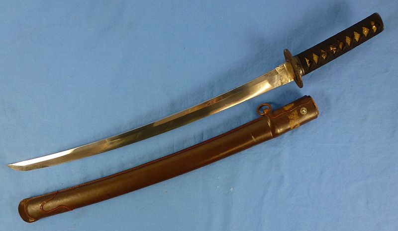 Japanese Wakizashi in Leather Combat Cover for WWII Tank or Aviation Officers - Image 3